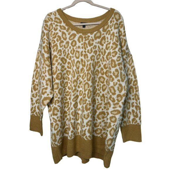 Torrid Soft Popcorn Knit Drop Shoulder Sweater | Leopard Print, Women's Size 3 - Picture 2 of 6